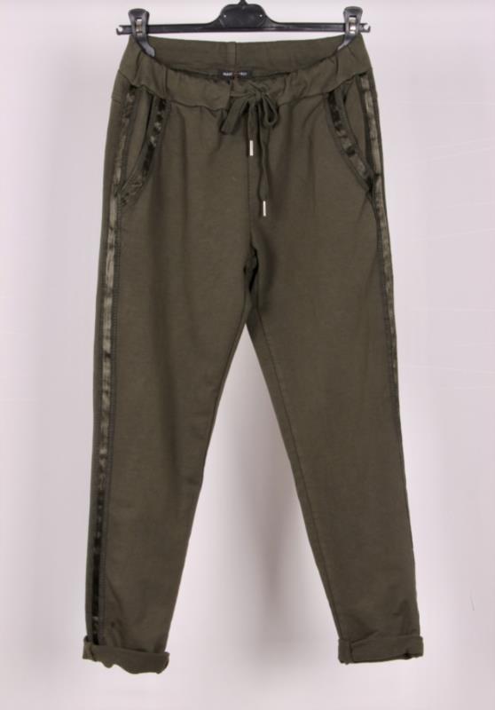 Pantalón algodón ¨smoking¨ bolsillo vestir color kaki